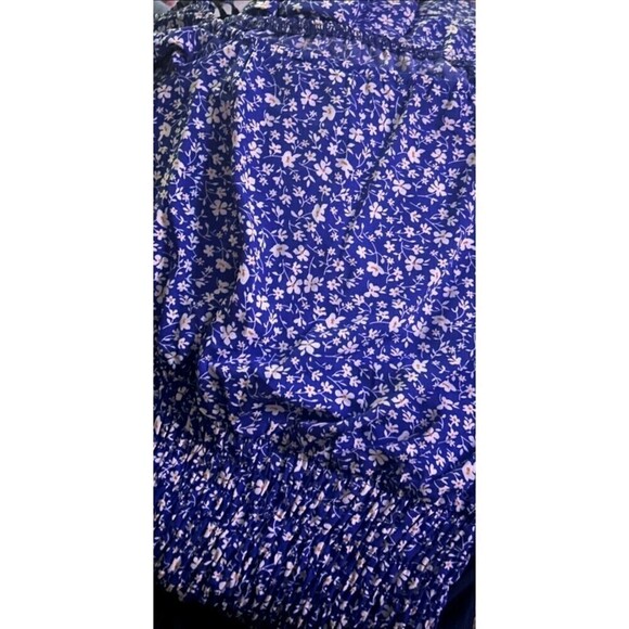 Women's Ditsy Floral Print Asymmetrical Neck Lantern Sleeve Mermaid Hem … - Picture 6 of 9